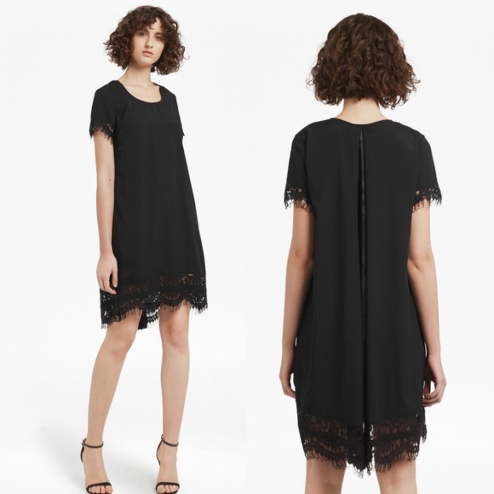 Classic Short Sleeve Black Crepe Dress
